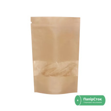 Дой-пак крафт 80х130х25 с окном и зип-застежкой (20 г)