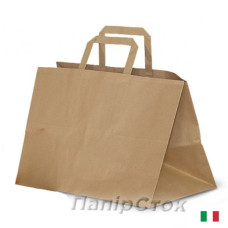Пакет 350x230x250 коричневий з плоскими ручками