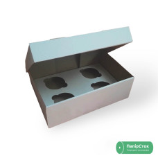 Коробка для 4 капкейков со вставками 250х170х80 белая