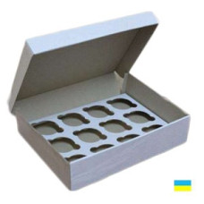 Коробка под кекс со вставками 330х250х110 белая (2 ч.)
