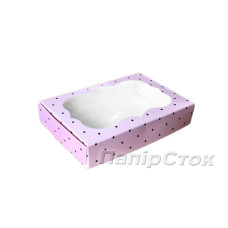 Коробка для пряников с окном 100х150х30 розовая