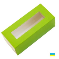 Коробка для макарон с окном 141х59х49 зеленая
