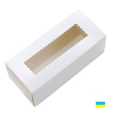 Коробка для макарон с окном 302х62х52 белая
