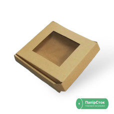 Коробка для пряников с окном 155х152х26 коричневая