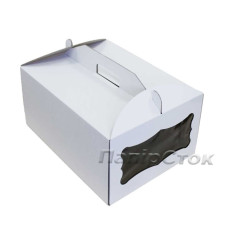 Коробка тортовая 410х310х180 с окном микрогофр. картон 2 ч.