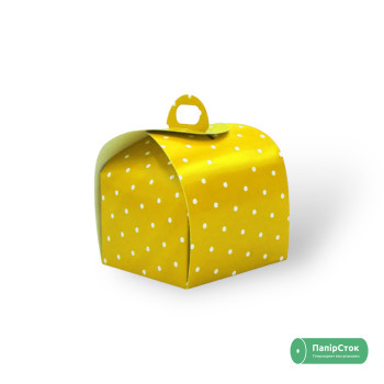 Коробка с ручками 110х110 желтый горох
