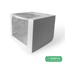 Коробка для торта с панорамным окном 300x300х250 белая