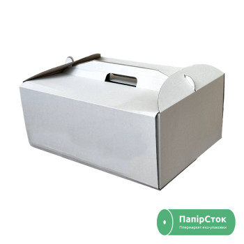 Коробка для торта с ручкой 310х410х180 белая