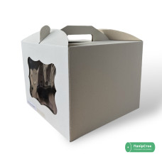 Коробка для торта з окном 250х250х200 белая (2 ч.)
