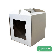 Коробка для торта с окном 280х280х300 белая (2 ч.)