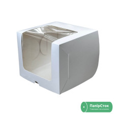 Коробка для торта с панорамным окном 210х210х180 белая (мелов. карт.)