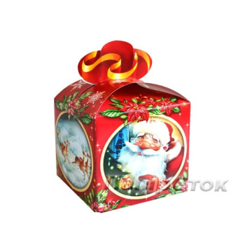 Коробка-бант Дід Мороз Вінтаж (400-600 г) №33